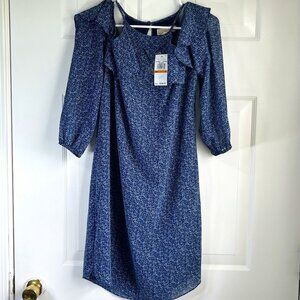 Michael Kors Blueberry off the Shoulder Mini Floral Western Dress Size Small